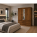 Dewsbury Pine Triple 4 Drawer Mirrored Wardrobe In Light Oak Polished