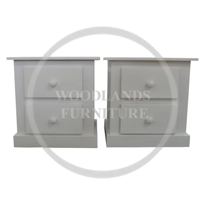 Handmade white bedside cabinets from Woodlands Furniture