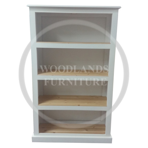 Handmade in England Dewsbury 3 Shelved Bookcase in White with Light Oak Shelves