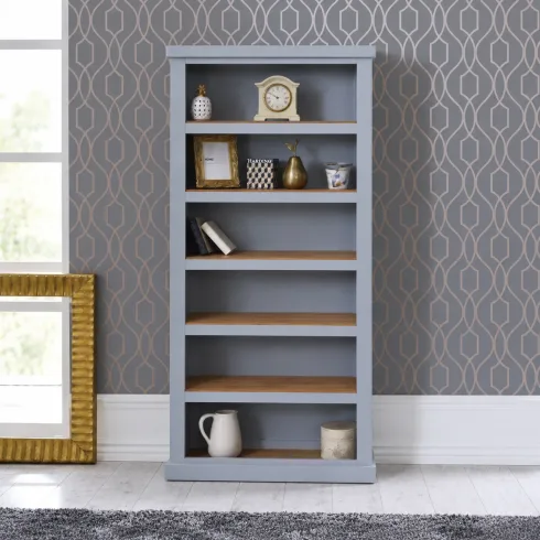 British Handmade 5 Shelf Bookcase - Dewsbury Grey with Light Oak Shelves