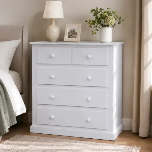 Handmade in England Dewsbury 2+3 Chest of Drawers in White Handmade in England Dewsbury 2+3 Chest of Drawers in White