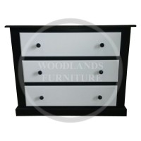 DEWSBURY 3 DRAWER CHEST BLACK AND WHITE WITH BLACK CRYSTAL HANDLES 