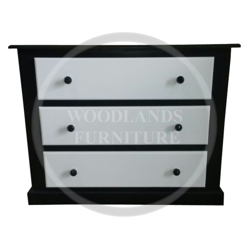 DEWSBURY 3 DRAWER CHEST BLACK AND WHITE