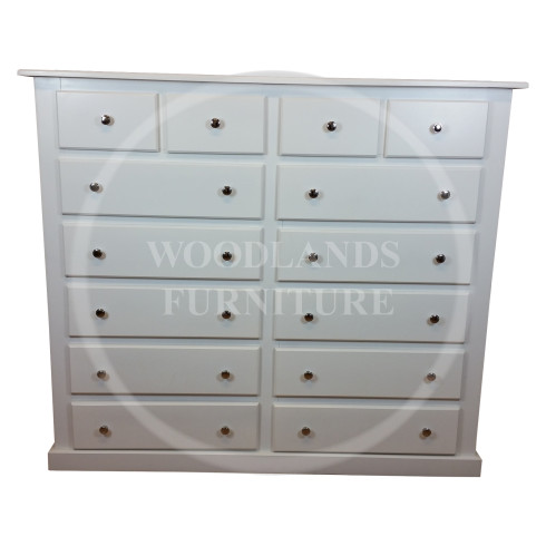 DEWSBURY 4+10 DRAWER CHEST OF DRAWERS IN WHITE 