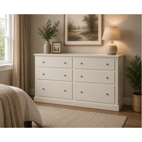 Handmade in England Dewsbury 6 Drawer Chest of Drawers Bottom Drawer Deep Wide in Ivory - Fully Assembled Handmade in England Dewsbury 6 Drawer Chest of Drawers Bottom Drawer Deep Wide in Ivory - Fully Assembled