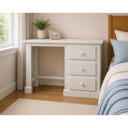 Handmade in England Dewsbury 3 Drawer Dressing Table in White