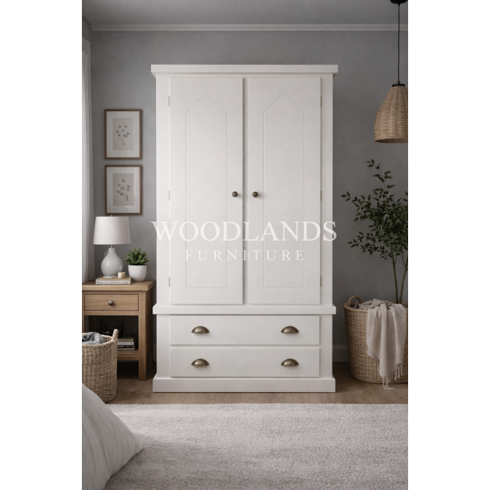 DEWSBURY 2 DRAWER WARDROBE WITH SPECIAL ROUTING IN IVORY