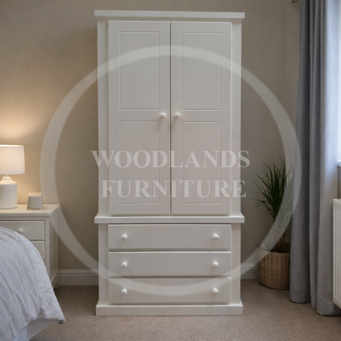 DEWSBURY 3 DRAWER WARDROBE IN WHITE DEWSBURY 3 DRAWER WARDROBE IN WHITE