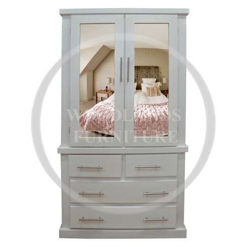 DEWSBURY DOUBLE MIRRORED 2+2 DRAWER GENTS IN WHITE