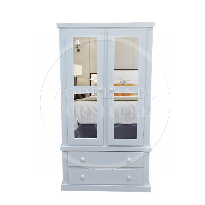 DEWSBURY SPECIAL DOUBLE MIRRORED 2 DRAWER WARDROBE IN WHITE DEWSBURY SPECIAL DOUBLE MIRRORED 2 DRAWER WARDROBE IN WHITE