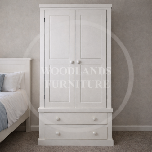DEWSBURY 2 DRAWER WARDROBE IN WHITE 