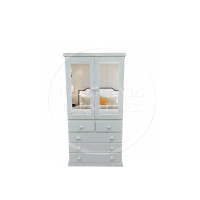 DEWSBURY 2+3 DRAWER MIRRORED STORAGE CABINET IN IVORY