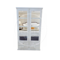 DEWSBURY DOUBLE MIRRORED STORAGE CUPBOARD WITH LOCKS IN WHITE