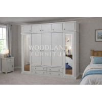 DEWSBURY 5 DOOR 4 DRAWER WARDROBE WITH TOPBOX IN WHITE