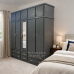 DEWSBURY 5 DOOR 6 DRAWER SHELVED MIRRORED WARDROBE WITH TOPBOX IN DAKR GREY