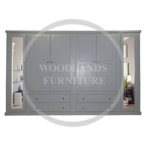 DEWSBURY 6 DOOR 4 DRAWER SHELVED WARDROBE IN GREY 