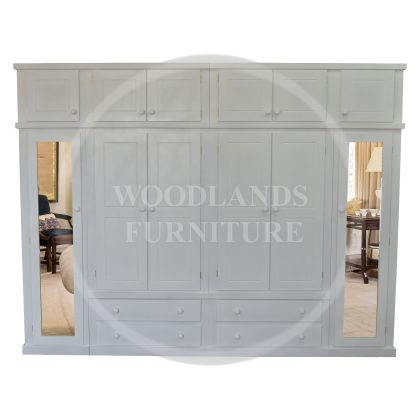Dewsbury 6 Door 4 Drawer Wardrobe With Topbox In White