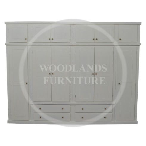 DEWSBURY 6 DOOR 4 DRAWER SHELVED WARDROBE WITH TOPBOX IN IVORY