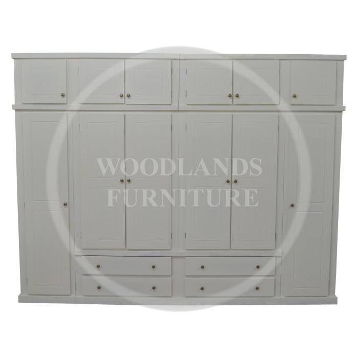 DEWSBURY 6 DOOR 4 DRAWER SHELVED WARDROBE WITH TOPBOX IN IVORY
