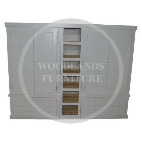 DEWSBURY QUAD 4 DRAWER OPEN SHELVED WARDROBE IN WHITE