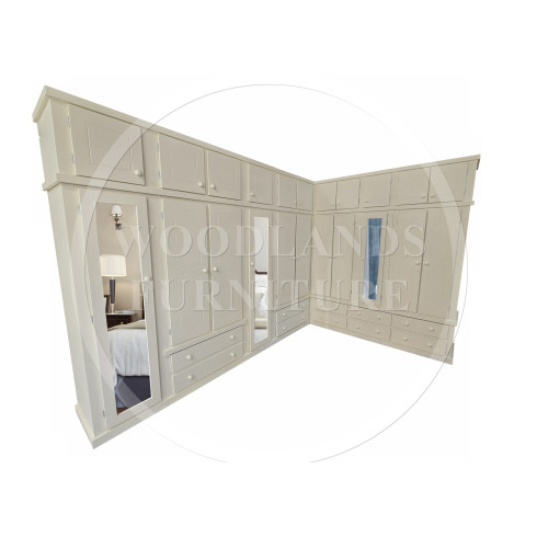 DEWSBURY L SHAPED WARDROBE WITH TOPBOX IN IVORY