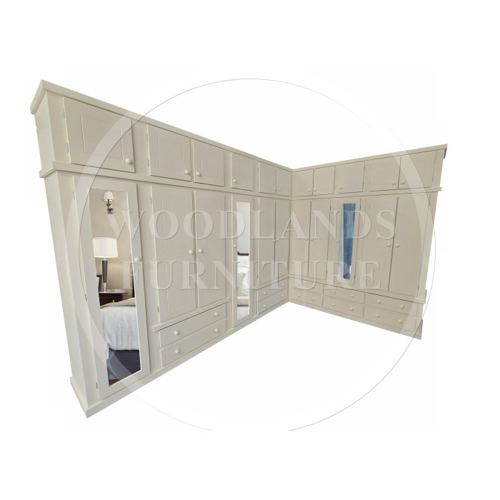 DEWSBURY L SHAPED WARDROBE WITH TOPBOX IN IVORY