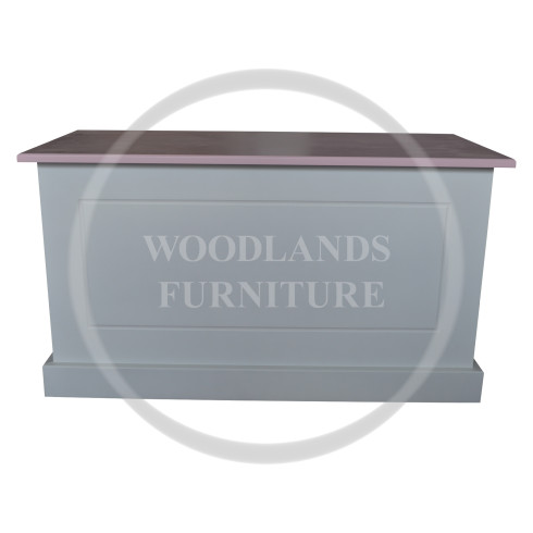 DEWSBURY OTTOMAN BOX IN WHITE WITH PINK TOP