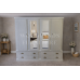 Handmade in the UK 4 Door 4 Drawer Double Mirrored Shelved Wardrobe - Dewsbury Ivory (Made to Measure)