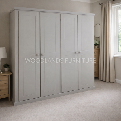 Dewsbury Quad Shelved Full Door Wardrobe In Grey