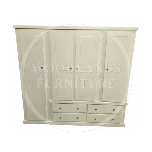 DEWSBURY QUAD 4 DRAWER FULL DOOR SHELVED WARDROBE IN IVORY