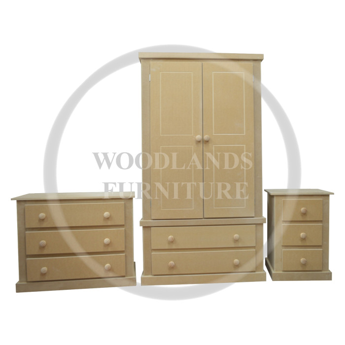 DEWSBURY 3 PIECE BEDROOM SET- UNPAINTED