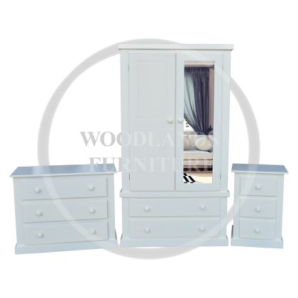 Dewsbury 3 Piece Mirrored Bedroom Set In White