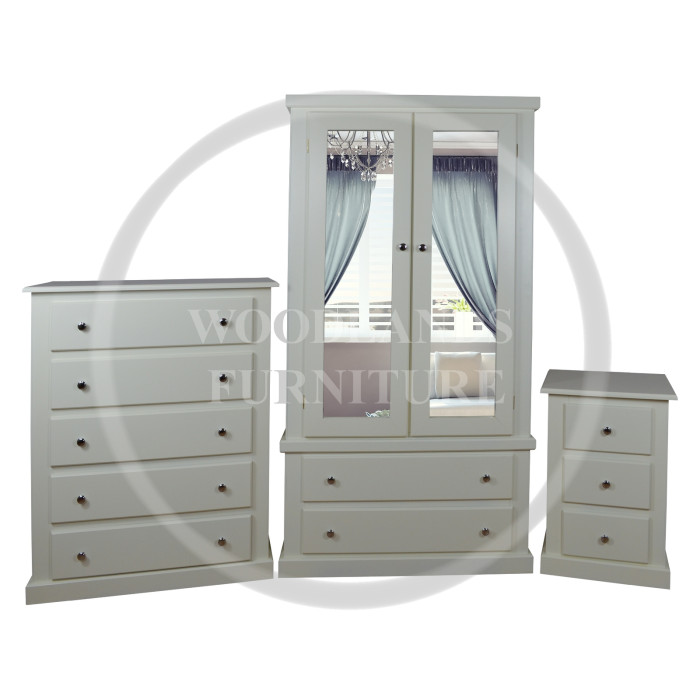 DEWSBURY 3 PIECE DOUBLE MIRRORED BEDROOM SET IN IVORY