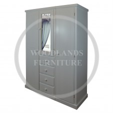 DEWSBURY TRIPLE MIRRORED WARDROBE (4 DRAWERS IN MIDDLE SECTION)