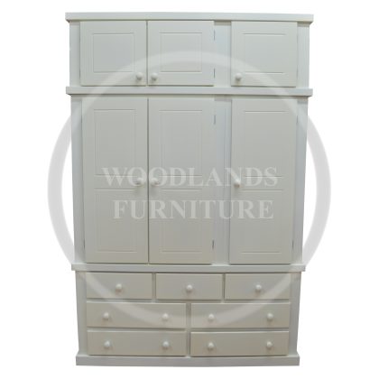 Dewsbury Triple 3+4 Drawer With Topboxes Wardrobe In White