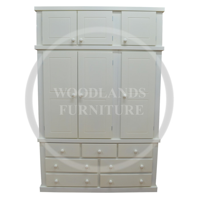 DEWSBURY TRIPLE 3+4 DRAWER WITH TOPBOXES WARDROBE IN WHITE