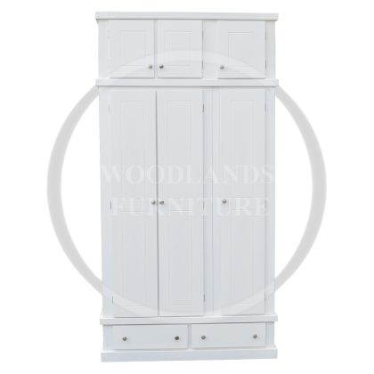Dewsbury Triple Ladies 2 Drawer With Topboxes Wardrobe In White