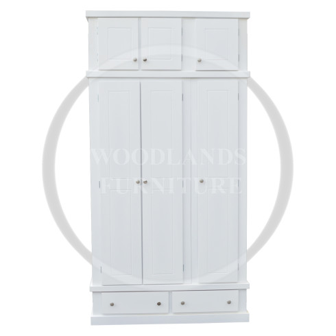 DEWSBURY TRIPLE LADIES 2 DRAWER WITH TOPBOXES WARDROBE IN WHITE