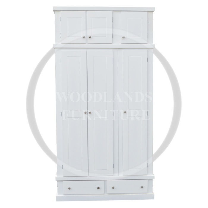 DEWSBURY TRIPLE LADIES 2 DRAWER WITH TOPBOXES WARDROBE IN WHITE