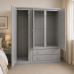 Dewsbury Triple Full Mirrored Wardrobe In Grey