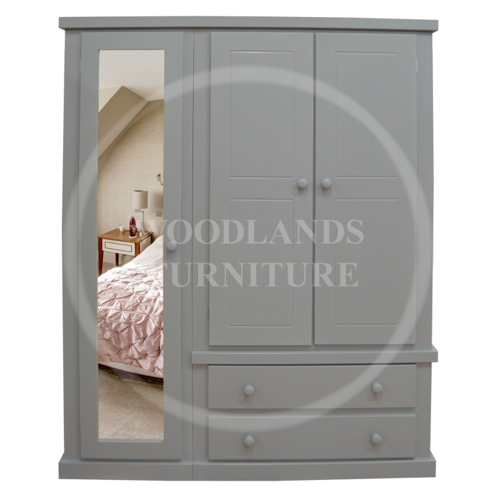 DEWSBURY TRIPLE FULL MIRRORED WARDROBE IN GREY