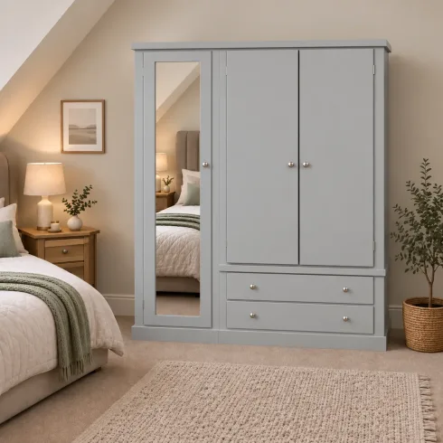 Handmade in the UK 3 Door Full Mirrored Wardrobe - Dewsbury Grey (Made to Measure) Handmade in the UK 3 Door Full Mirrored Wardrobe - Dewsbury Grey (Made to Measure)