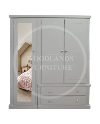 Dewsbury Triple Full Mirrored Wardrobe In White
