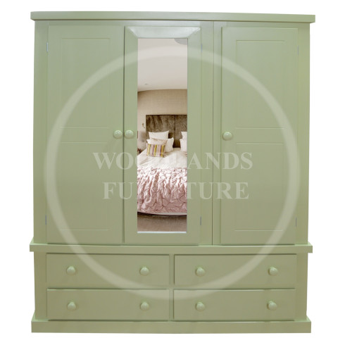 DEWSBURY TRIPLE 4 DRAWER MIRRORED WARDROBE IN APPLE GREEN