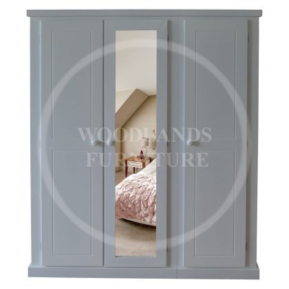 Dewsbury Triple Ladies Mirrored Wardrobe In White