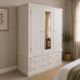 Dewsbury Triple 4 Drawer Mirrored Wardrobe In White