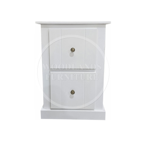 DEWSBURY LINE 2 DRAWER DEEP BEDSIDE CABINET IN WHITE