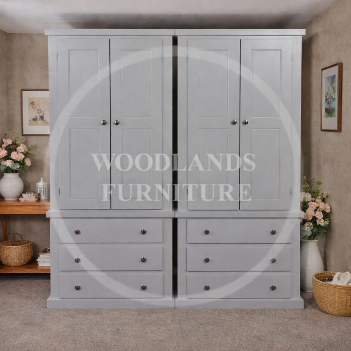 3 Drawer Shelved Wardrobe Set - Dewsbury White | Handmade in England