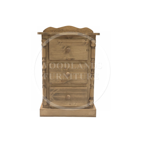 DIANA SOLID PINE 3 DRAWER BEDSIDE IN LIGHT ANTIQUE WAX