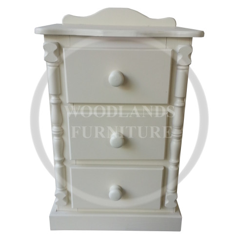 DIANA SOLID PINE 3 DRAWER BEDSIDE IN IVORY 